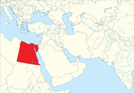 Red map of EGYPT inside white map of the Middle Eastのイラスト素材
