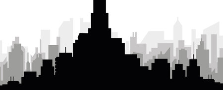Black cityscape skyline panorama with gray misty city buildings background of BOGOTA, COLOMBIAのイラスト素材