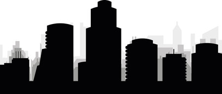 Black cityscape skyline panorama with gray misty city buildings background of HOUSTON, UNITED STATESのイラスト素材