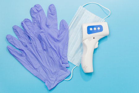 Medical mask and medical gloves and electronic non-contact thermometer for measuring temperature,...