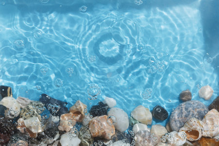 background from sea stones and water. copy spaceの写真素材
