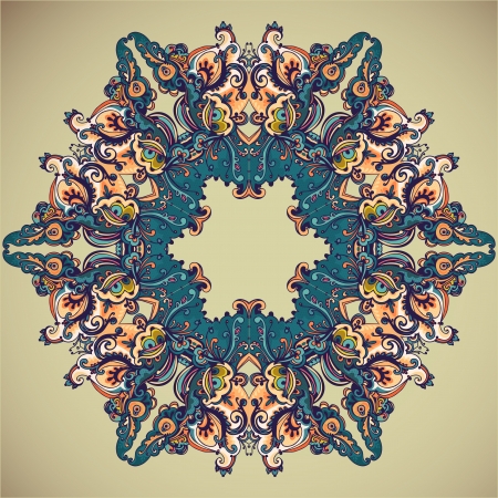 Abstract floral ornament with many details  Excellent round background for your greeting card のイラスト素材