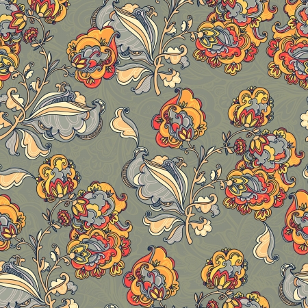 Hand Drawn floral ornaments. vector  seamless patternのイラスト素材