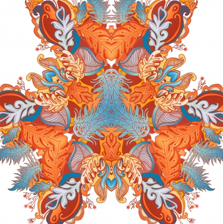 Colorful decorative floral background  fantastic flowers and linesのイラスト素材