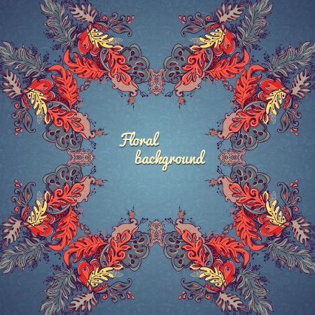 Hand Drawn floral ornaments  vector background  card or invitation with abstract floral background のイラスト素材