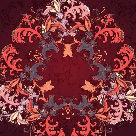Hand Drawn floral vintage ornaments with flowers  vector purpur backgroundのイラスト素材