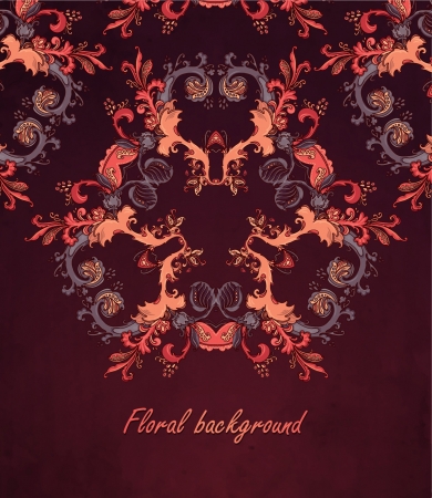 Hand Drawn floral vintage ornaments with flowers  vector backgroundのイラスト素材