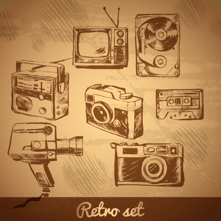 vector retro set  Photo Video Equipment  のイラスト素材