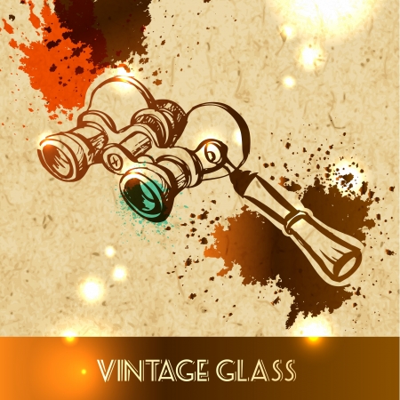 opera glasses on the handle - vector illustration sketch on paper backgroundのイラスト素材