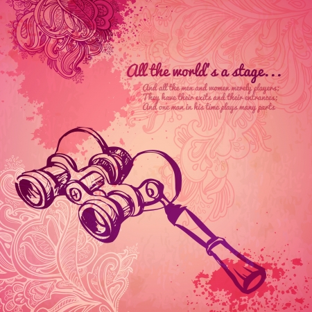 vintage binocular pink  backgroundのイラスト素材