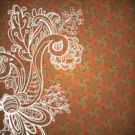 hexagon geometric floral background.  Retro hipster warm color background. greeting cardのイラスト素材