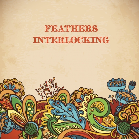 Hand Drawn floral vintage ornaments with flowers. vector  backgroundのイラスト素材