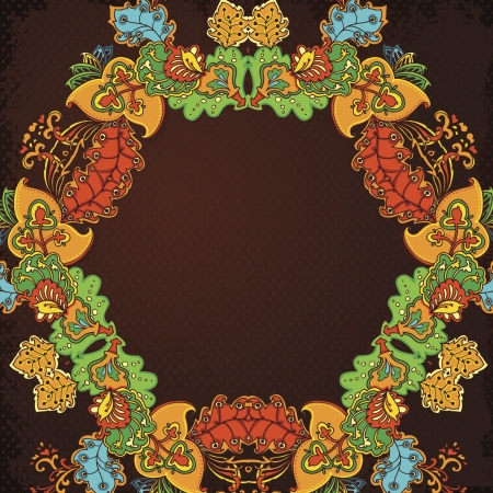 Hand Drawn floral vintage ornaments with flowers. vector  backgroundのイラスト素材