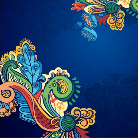 Hand Drawn floral vintage ornaments with flowers. vector  backgroundのイラスト素材