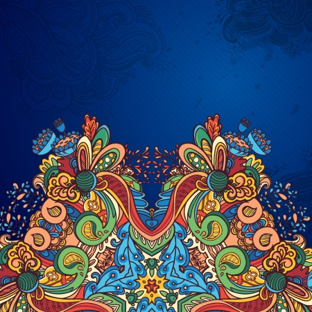 Hand Drawn floral vintage ornaments with flowers. vector  backgroundのイラスト素材