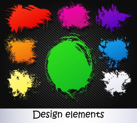 vector elements on a black background. brush strokeのイラスト素材