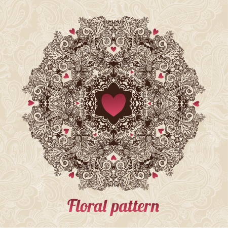 Hand Drawn floral vintage ornaments with flowers  vector  backgroundのイラスト素材