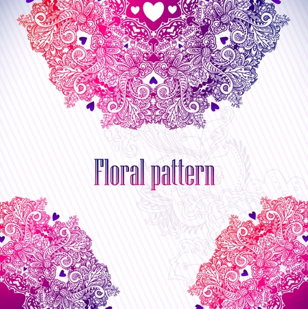 Hand Drawn floral vintage ornaments with flowers  vector  backgroundのイラスト素材