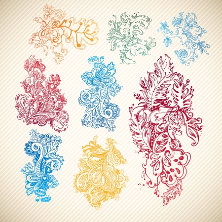 abstract floral vector elements for your design works  easy to edit and full of harmonyのイラスト素材