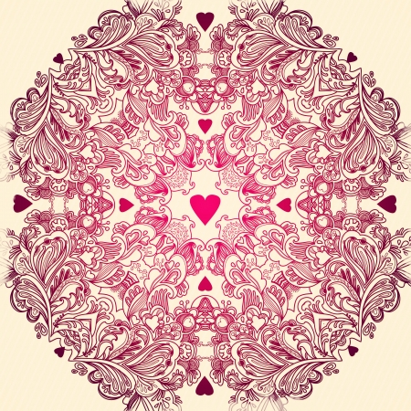 Greeting postcard in grunge or retro Elegance pattern with flowers floral illustration vintage style anniversaryの写真素材