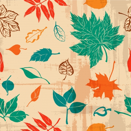 seamless autumn leaf pattern  paper background  retro colorsのイラスト素材