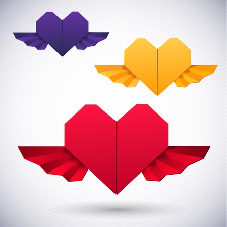 Paper origami heart symbolic vector illustrationのイラスト素材