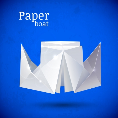 vector origami boatのイラスト素材