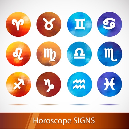Horoscope signs - symbols  White sign with a bright circular backgroundのイラスト素材