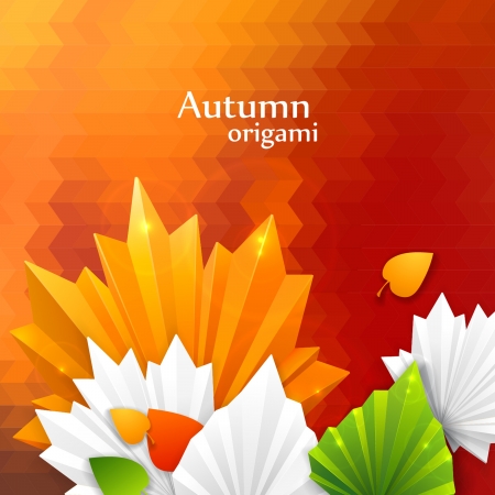 abstract autumn leaf background with origami effectのイラスト素材