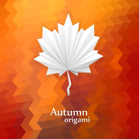 abstract autumn leaf background with origami effectのイラスト素材