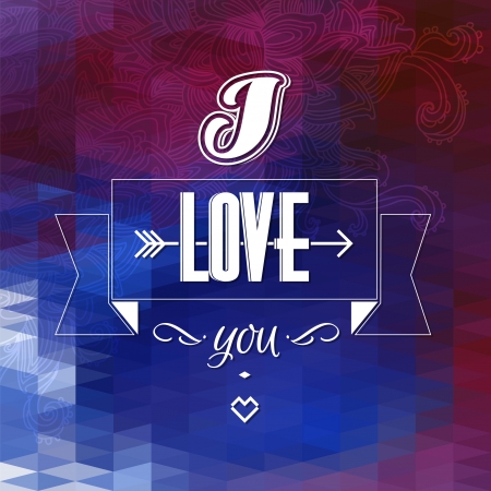 Happy Valentine s Day  Typographical background  on the geometric patternのイラスト素材