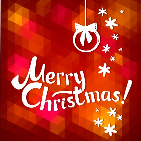 Merry Christmas lettering on red background, vector illustration  Holidays card geometric design with inscription - Merry Christmasのイラスト素材