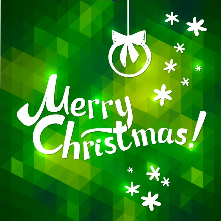 Merry Christmas lettering on green background, vector illustration  Holidays card geometric design with inscription - Merry Christmasのイラスト素材
