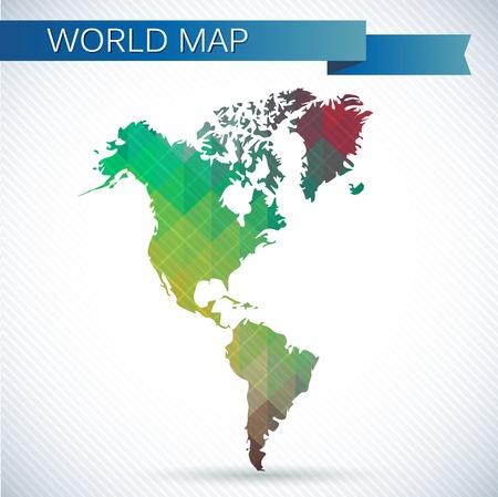 Western Hemisphere globe. Bright vector map of the world. North America, South America and Greenlandのイラスト素材