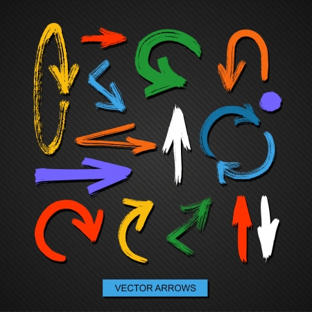 vector arrows on a black background  brush strokeのイラスト素材