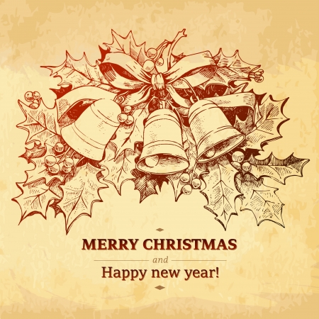 Christmas bells   Christmas   New year holidays vector hand drawn illustration with xmas decorationのイラスト素材