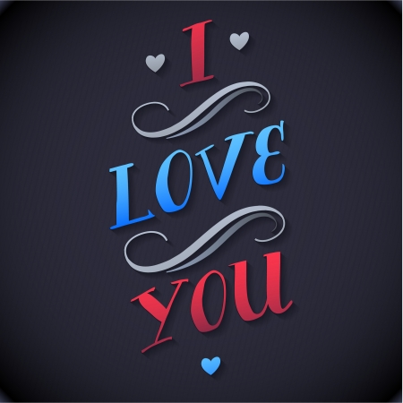 Typographical Background Illustration I LOVE YOU  Happy Valentines Day のイラスト素材