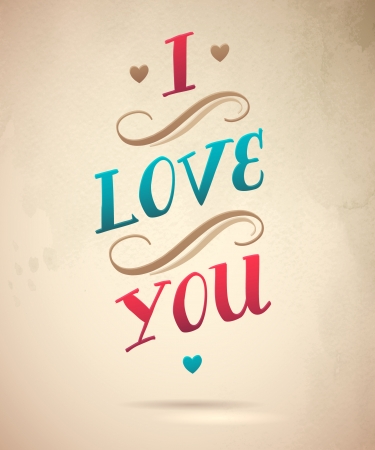 Typographical Background Illustration I LOVE YOU  Happy Valentines Day のイラスト素材