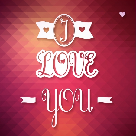 Typographical Background Illustration I LOVE YOU  Triangle pattern  Happy Valentines Day のイラスト素材