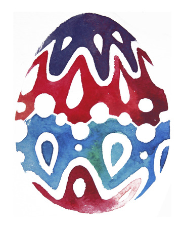 Watercolor painted egg. Easter eggs of watercolor textureの写真素材
