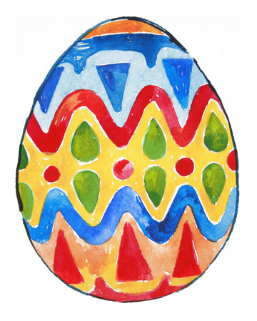 Watercolor painted egg. Easter eggs of watercolor textureの写真素材