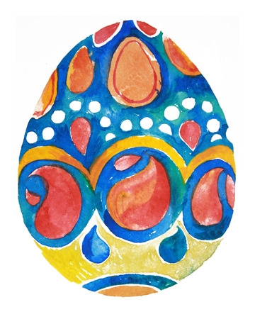 Watercolor painted egg. Easter eggs of watercolor textureの写真素材