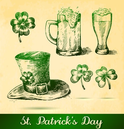 Two beers with clovers for St Patrick's dayのイラスト素材