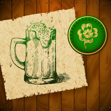 Beer with clover のイラスト素材