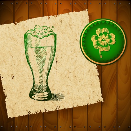 Beer with clover for St Patrick's day のイラスト素材