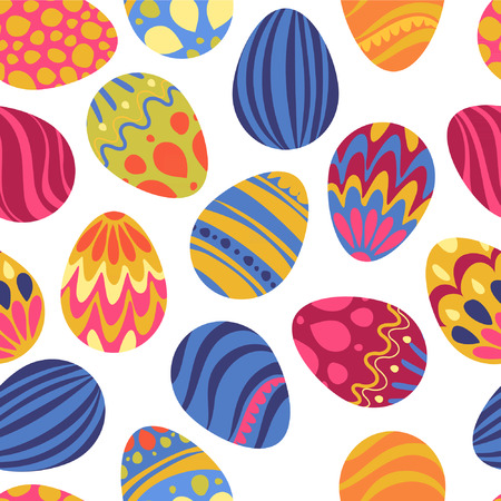 Cute decorated easter eggsのイラスト素材