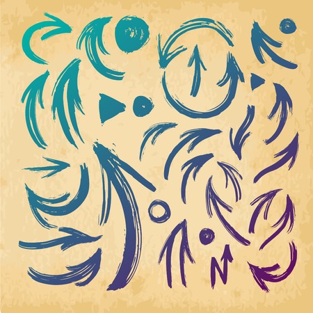 vector arrows on a paper background. brush strokeのイラスト素材