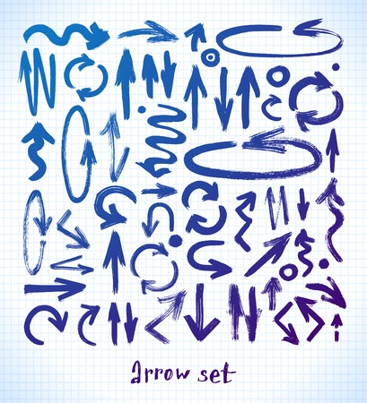 vector arrows on a black background. brush strokeのイラスト素材