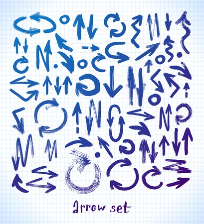 vector arrows on a black background. brush strokeのイラスト素材
