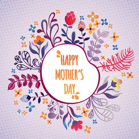 Happy Mother's Day! Flowers pattern decorative vector card illustrationのイラスト素材